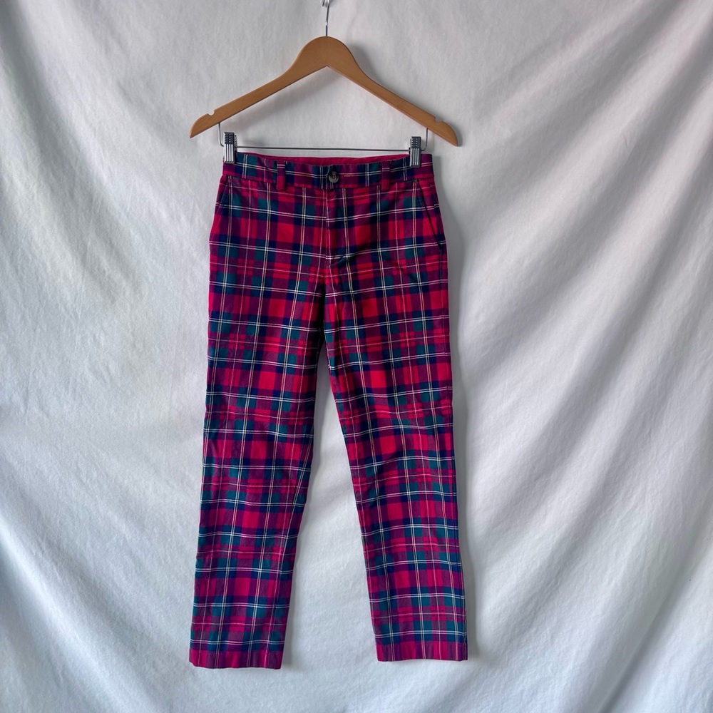 Vineyard Vines Girls 14 Plaid Pants – Red Tartan Holiday Stretch Cotton